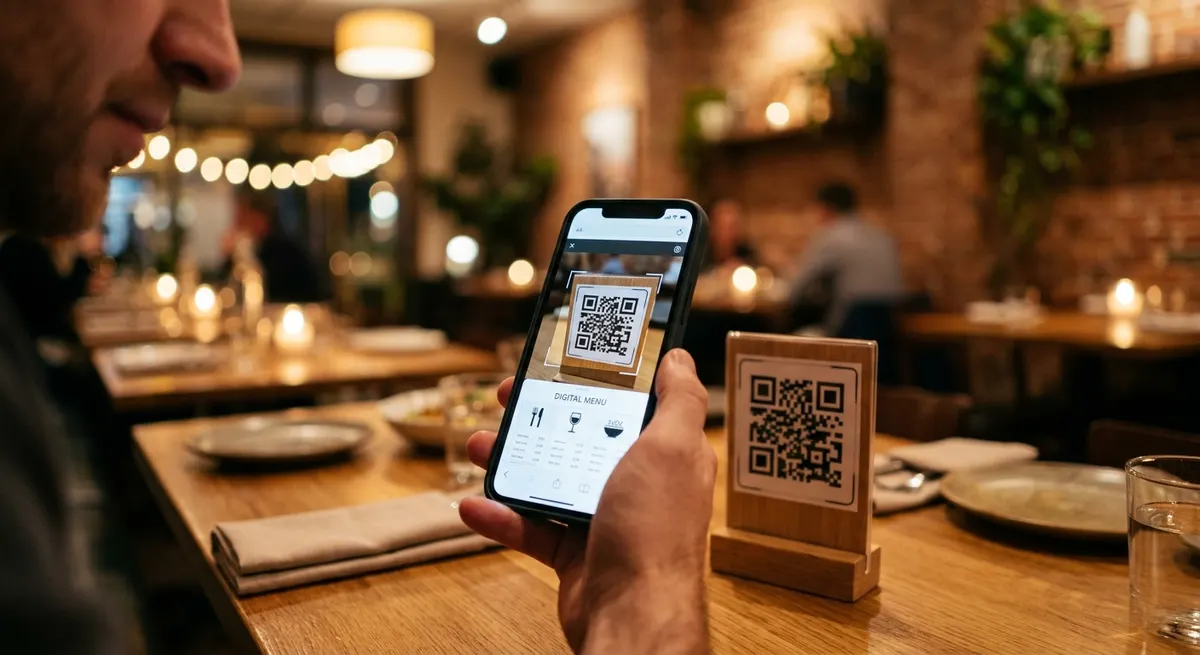 Cliente escaneando un código QR con su teléfono